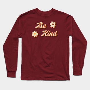 Retro Be Kind Flowers Typography Long Sleeve T-Shirt